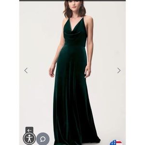 Jenny Yoo Sullivan Emerald Green Velvet Bridesmaid Dress Size 4